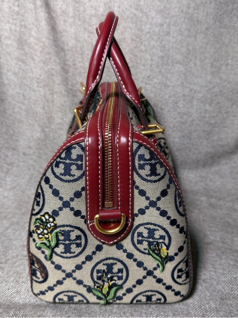 Tory Burch T Monogram Jacquard Embroidered Duffle in Tory Navy - Picture 3 of 15